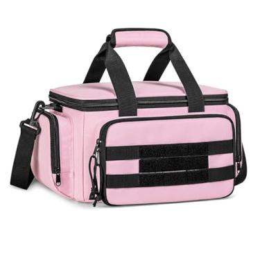 Imagem de ASHATA Bolsa de Ferramentas, Organizador de Armazenamento de Ferramentas de 14 Polegadas, Base Rígida, Boca Larga, Vários Bolsos, para Bricolagem Doméstica e Armazenamento de (Rosa)