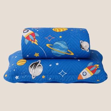 Imagem de Kit Colcha Cobre Leito Infantil Solteiro Estampado 240x160cm Dupla Face 2 Peças Matelado 100% Poliéster Macio e Divertido Galáxia Mágica Cozzilar (Modelo 6)