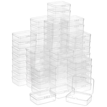 Imagem de 90 recipientes de armazenamento de contas de plástico transparente com tampa articulada, pequenas caixas de armazenamento de plástico, mini organizadores de artesanato de artes quadradas, estojos para