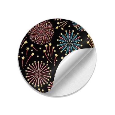 Imagem de Autocolantes Adesivos Redondos 25 Unidades Com Fogos de Artifício Para Festas - Tamanho 85x85cm