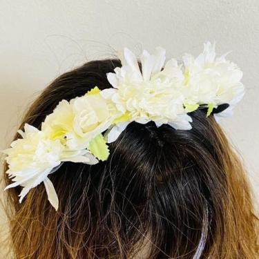 Imagem de Tiara de Flores Coloridas para Penteados - Pistache Acessórios, Branco