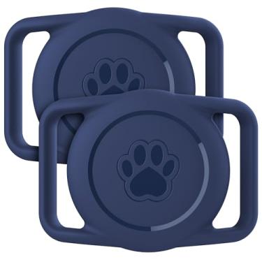 Imagem de Pacote com 2 para suporte de coleira de cachorro AirTag, IPX8 à prova d'água para etiquetas de ar, pacote com 2, para acessórios Apple GPS, compatível com Apple AirTags, serve em coleira de 3 cm de