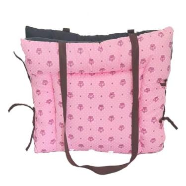 Imagem de Colchonete 2 em 1 Pet Retangular Impermeável, Conversível em Bolsa, 80 x 50 cm, para Animais Pequenos, Tricoline e Poliéster (Rosa)