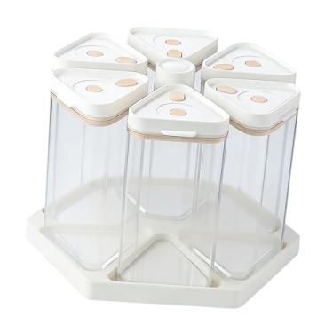 Imagem de Bothyi Recipiente giratório a vácuo para cereais com tampas herméticas, organizador profissional multifuncional, caixa de armazenamento selada para doces e