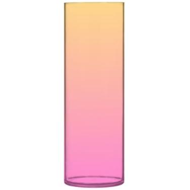 Imagem de Vasos cilíndricos gradientes rosa amarelo rosa decoração de casa vasos e vasos de plástico personalizados decoração de quarto moderno floral, 30 cm x 9,9 cm