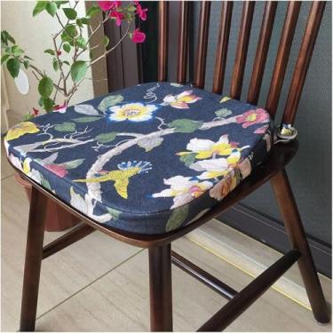 Imagem de Yadlan Almofadas para cadeira de sala de jantar, almofadas para cadeiras de cozinha antimanchas, com laços antiderrapantes, almofada de assento macia para banquinho, jardim E25 43 x 42 x 33 * 3 cm