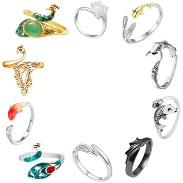 Imagem de SUBANG 10 anéis de crochê ajustáveis, anéis de tricô em forma de anel aberto, anel trançado ajustável, acessórios de crochê para bricolage