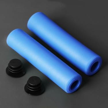 Imagem de 1 par de manoplas de silicone para ciclismo ao ar livre MTB Mountain Bike Handlebar Grips capa antiderrapante suporte forte peças de bicicleta (tamanho azul: 13 x 3 cm diâmetro interno 1,7 cm)