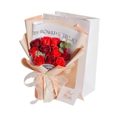 Imagem de WeiLaiKeQi Rosas preservadas duram de 2 a 3 anos. Flores artificiais que parecem eternas. Românticas para o Dia dos Namorados, aniversário de casamento, noivado, Vermelho