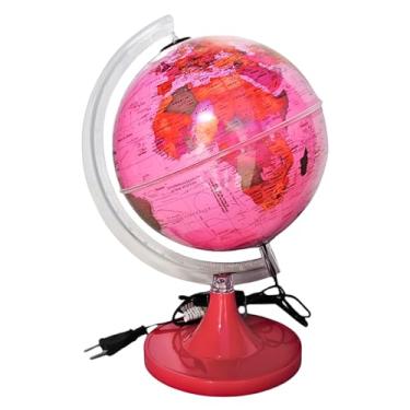 Imagem de Globo Terrestre Político 21 cm Diâmetro com Lâmpada LED ROSA - AQUARELA