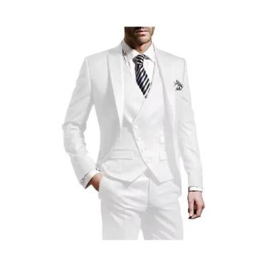 Imagem de Terno Masculino De 3 Peças Em Cor Sólida Para Casamento E Negócios, Co