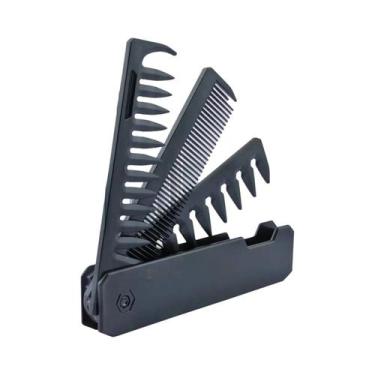 Imagem de Pente Profissional Dobrável De Bolso Com Dentes Largos Para Barba E Ca