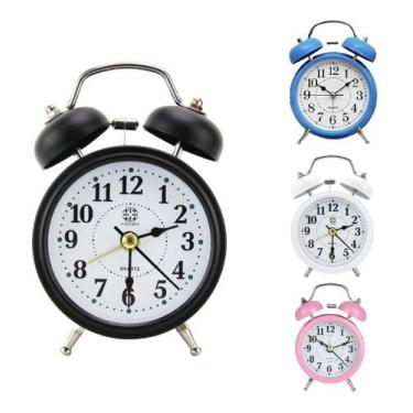 Imagem de Despertador Relógio Antigo Retro Alarme Sino Alto De Mesa Contínuo Sil