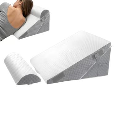 Imagem de Travesseiro Em Cunha Para Dormir Na Cama - Travesseiro Em Cunha Com Inclinação Ergonómica Ajustável - Almofada Triangular Para Leitura | Para Uso Doméstico Para Idosos Recuperação Para Sono E Leitu