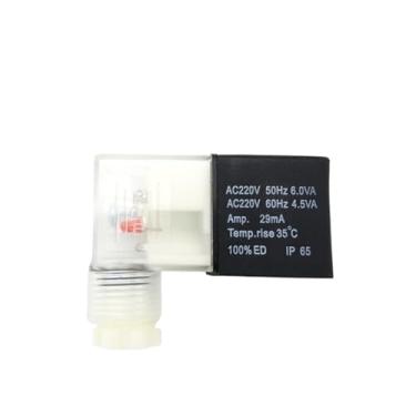 Imagem de 4V210 AC 4-8 VA DC 3-8W Bobina de válvula solenoide AC220V DC24V DIN43650B para válvula solenoide pneumática (4V210C, Onecolor)