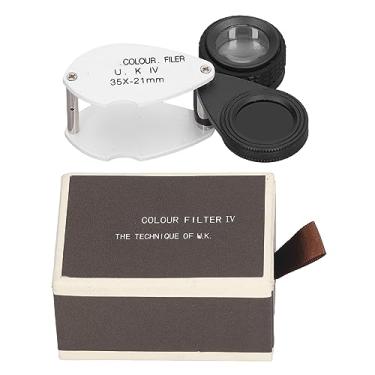 Imagem de Lupa 35X com lente de filtro Lupa dobrável de bolso de alta definição para identificação de joias Observação de pedras preciosas Inspeção antiga Design compacto e portátil