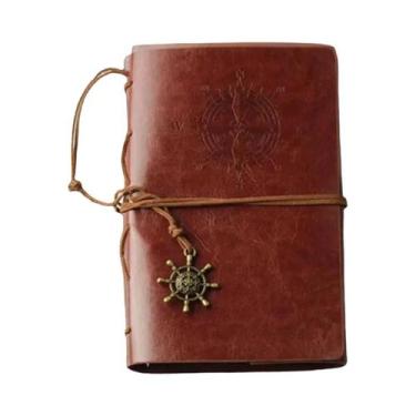 Imagem de Caderno Espiral Vintage Antigo Com Âncora Pirata Em Couro PU, Diário D
