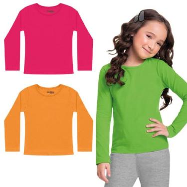 Imagem de Kit 2 Blusa Manga Longa Feminina Infantil Juvenil Fakini, Colorida, 06