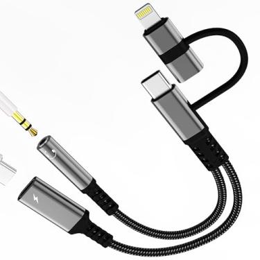 Imagem de Adaptador de fone de ouvido USB C Lightning para auxiliar (12.9 cm²) para iPhone 17 16 15 14 áudio 3,5 mm conector divisor de cabo dongle carregador tipo C cabo de carregamento de carro para iPad