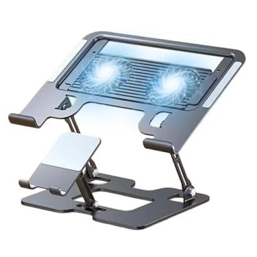 Imagem de Suporte de mesa para laptop - Suporte de resfriamento ajustável de 5 alturas para laptop e telefone | Suporte de resfriamento para tablet - para escritório, quarto, casa, leitura, estudo, reunião