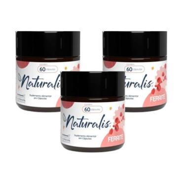 Imagem de Ferrite Naturalis 60 Cáps Ferro Ácido Fólico Kit 3 Potes