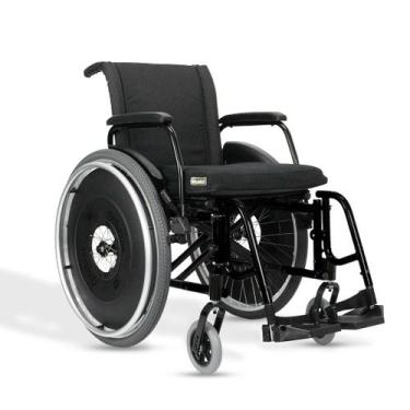 Imagem de Cadeira De Rodas AVD Alumínio Dobrável Preta Larg 48, Até 155 kg - Ort