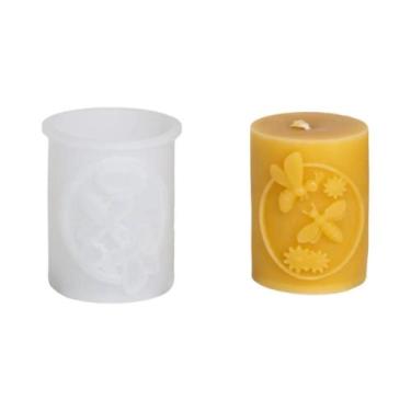 Imagem de Molde De Silicone Para Vela Em Forma De Colmeia 3D DIY Com Flor De Abe