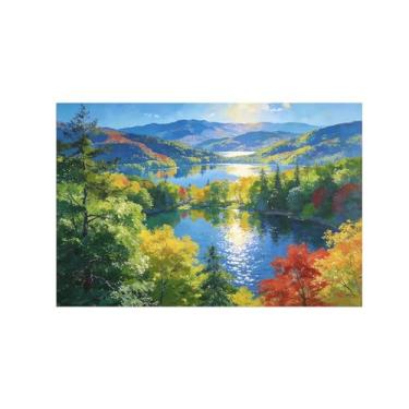 Imagem de Impressão em tela de paisagem de arte de parede - floresta árvore lago - pintura de decoração - imagens para sala de estar quarto 80 x 120 cm 31 x 47 pol sem moldura