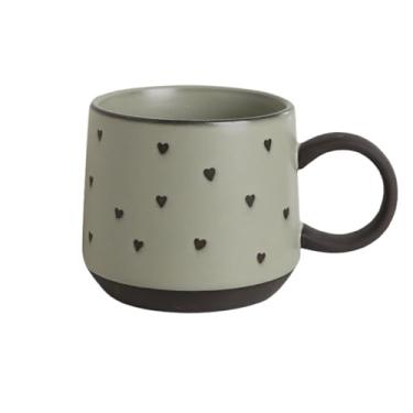 Imagem de Xícaras de café Caneca de café da manhã com estampa coração pequeno grés e grande capacidade, caneca doméstica para aveia