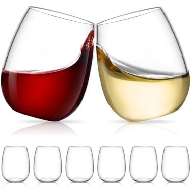 Imagem de Conjunto de 6 taças de vinho Tritan inquebráveis, taças de vinho sem haste de 510 g, copos de plástico sem BPA, copos reutilizáveis, perfeitos para uso interno e externo, à beira da piscina, festa