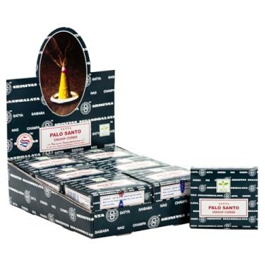 Imagem de Satya Sai Baba Palo Santo Incenso Masala natural marcado pela terra original 144 cones em pacote com 12 caixas | Melhor para oração, meditação e relaxamento