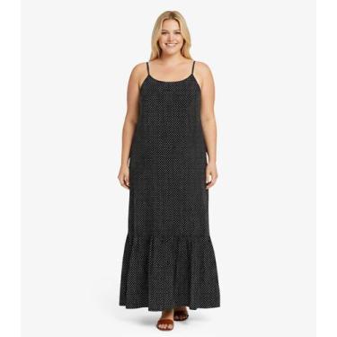 Imagem de Vestido Longo Feminino Estampado Select Preto, XLG, Preto