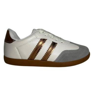 Imagem de Tênis addan casual retrô infantil 18119, Off white gold bronze, 31