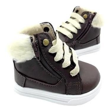Imagem de Botinha Sapatinho Infantil Unissex Com Pelinho Marrom, 17