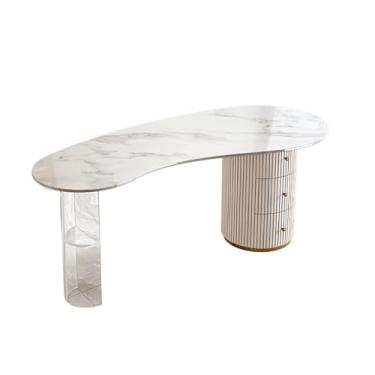 Imagem de x3anggyt5 Mesa de escritório versátil leve luxuosa mesa de trabalho de acrílico placa de pedra designer salão de beleza consultoria suspensão fácil de instalar (180 * 70 * 75 cm)