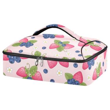 Imagem de STAYTOP Caçarola isolada para alimentos quentes ou frios, transportador de alimentos para festas potluck, piquenique, churrascos, serve para assadeiras de 23 x 33 cm - morangos e mirtilos