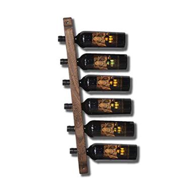 Imagem de Rack de copo de vinho restaurante S cozinha 6 ou 8 garrafas montado na parede suporte de exibição de garrafa de vinho pendurado de madeira organizador de prateleira de vinho para bar armário de