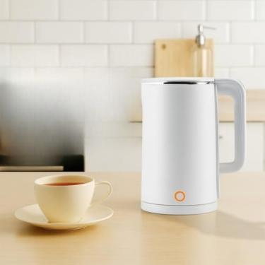 Imagem de Chaleira Elétrica Térmica 1.5L - Design Moderno Preto e Branco, 110V/220V, com Função de Manter Temperatura para Casa (110V,Branca)