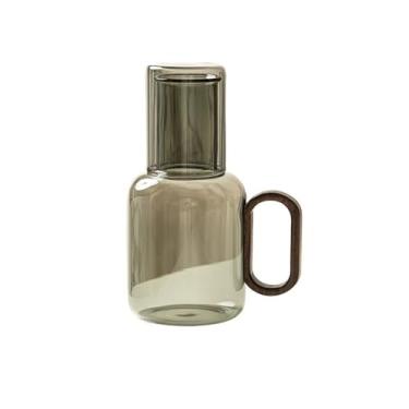 Imagem de x3anggyt5 Jarro de água simples de vidro para água fria com copo e alça chaleira doméstica para suco de café, leite, bebidas frias ou quentes 850 ml jarra de chá gelado