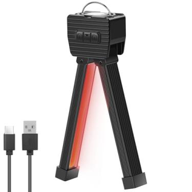 Imagem de MABCIRY Lâmpada de academia com 7 engrenagens, ímã portátil, lanterna de LED giratória de 180 graus com gancho para pendurar, luz de acampamento recarregável por USB para barraca de acampamento de