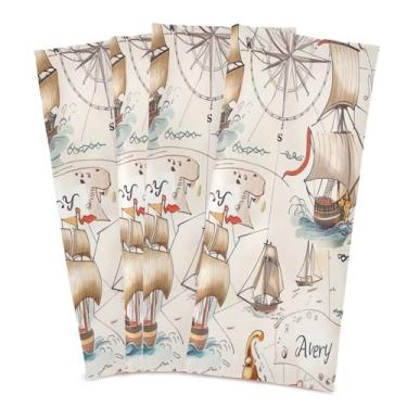 Imagem de xigua Conjunto de 6 panos de prato de cozinha Fantasy Map, macios e altamente absorventes de secagem rápida para limpeza de pratos e limpeza manual, 71 x 45 cm