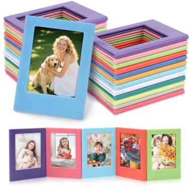 Imagem de Mototo Pacote com 48 molduras magnéticas para fotos Fujifilm Instax 6,3 x 8,89 cm, miniporta-fotos, ímãs de geladeira, para geladeira, escola, escritório, porta-retratos, tamanho carteira, 12 cores
