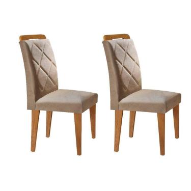 Imagem de Kit 2 Cadeiras De Cozinha Melissa Madeira Capuccino-suede Capuccino - Rufato