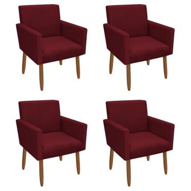 Imagem de Kit 4 Poltronas Decorativa Nina Veludo Vermelho