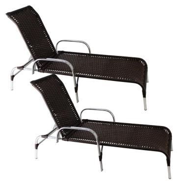 Imagem de Kit 2 Espreguiçadeiras Havaí Alumínio Fibra Sintética Tabaco