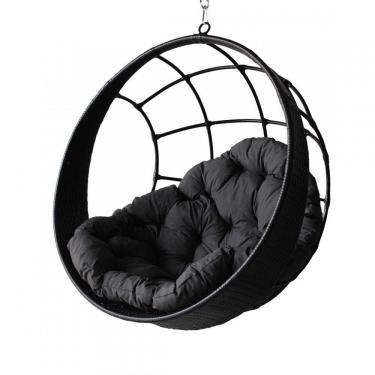 Imagem de Balanço Suspenso Ninho Com Almofada E Mola E Mosquetão Preto