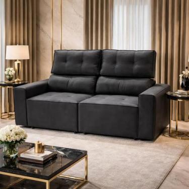 Imagem de Sofá Para Sala Reclinavel Estofado Price 180cm Veludo - Star Confort, 