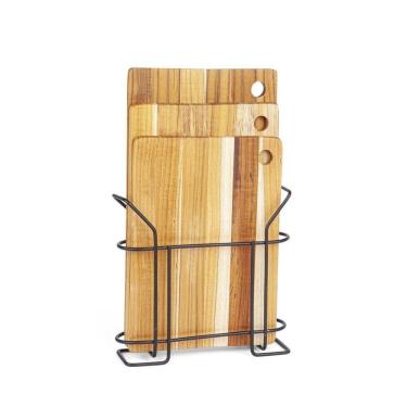 Imagem de Kit 3 Tábuas De Madeira Com Suporte Em Aço - Stolf