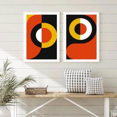 Imagem de Kit 2 Quadros Abstratos Marrom Preto 33X24Cm Vidro Moldura