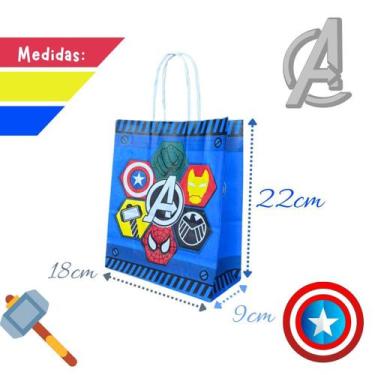 Imagem de 10 Sacola De Papel Super Heróis Princesa Personagens 18X9X22 - Db